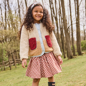 Pink Chicken - Girls Ruth Sherpa Jacket - Cream Color Block