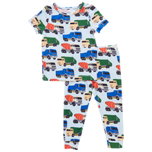 Load image into Gallery viewer, Pink Chicken - Kids Bamboo PJ Set - Dump Trucks