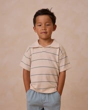 Load image into Gallery viewer, Rylee + Cru - Chandler Knit Polo - Blue Stripe