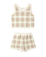 Load image into Gallery viewer, RYLEE + CRU - CROCHET TANK SET - CITRON DAISY CHECK