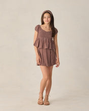 Load image into Gallery viewer, RYLEE + CRU - TEEN FLUTTER TOP -  CHOCOLATE POLKA DOT