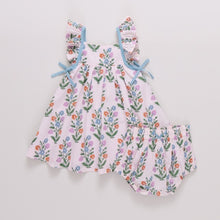 Load image into Gallery viewer, Pink Chicken - Baby Girls Ailee Dress Set - pink dewdrop block print