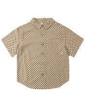 Load image into Gallery viewer, RYLEE + CRU - COLLARED SHORT SLEEVE SHIRT - OCRE CHECK