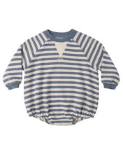 Load image into Gallery viewer, RYLEE + CRU - CREWNECK ROMPER - MARINE STRIPE