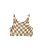Load image into Gallery viewer, RYLEE + CRU - SWIFT SPORTS BRA - OCRE CHECK