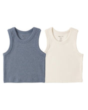 Load image into Gallery viewer, RYLEE + CRU - RIBBED TANK SET - NATURAL, HEATHERED MARINE