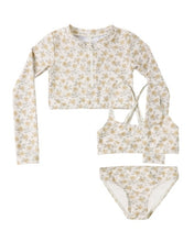 Load image into Gallery viewer, RYLEE + CRU - CROP RASHGUARD SET -  YELLOW FLORAL