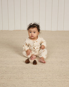 Quincy Mae - Organic Waffle Long Sleeve Jumpsuit - Gingerbread