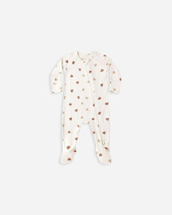 Quincy Mae - Bamboo Zip  Footie - Pumpkins