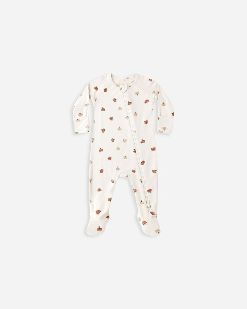 Quincy Mae - Bamboo Zip  Footie - Pumpkins