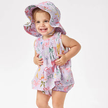 Load image into Gallery viewer, Pink Chicken - Baby Girls Sun Hat - Lavender Watercolor