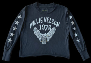 Rowdy Sprout - Willie Nelson Eagle LS NQC Tee - Jet Black