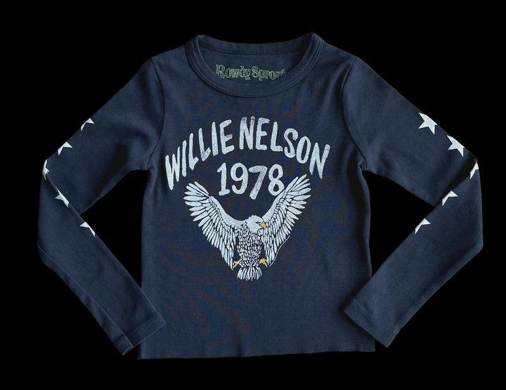 Rowdy Sprout - Willie Nelson Eagle LS Tee - Vintage Black