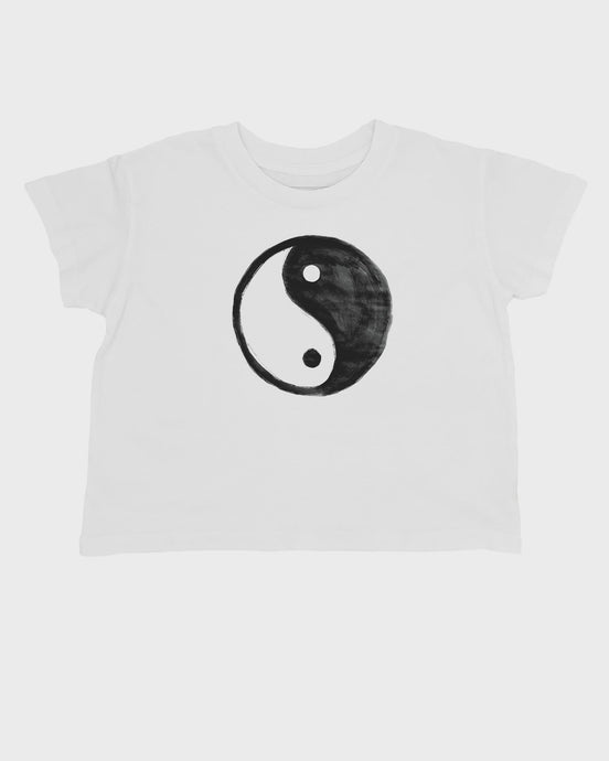 Feather 4 Arrow - Yin And Yang Crop Tee - White