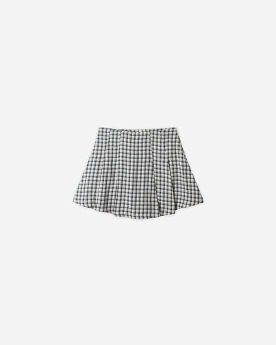 Rylee + Cru - Pleated Mini Skirt - Navy Check