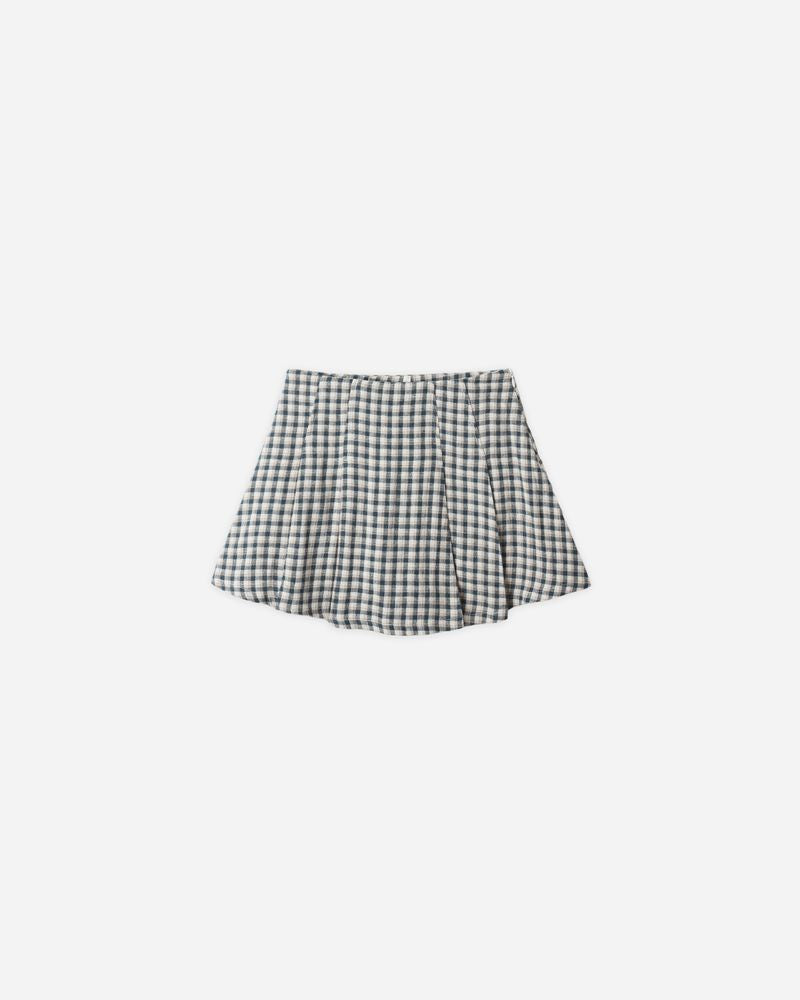 Rylee + Cru - Pleated Mini Skirt - Navy Check
