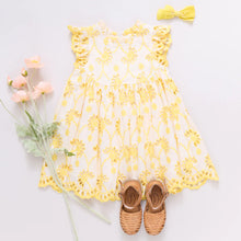 Load image into Gallery viewer, Pink Chicken - Girls Cynthia Dress - Bright Yellow Eyelet