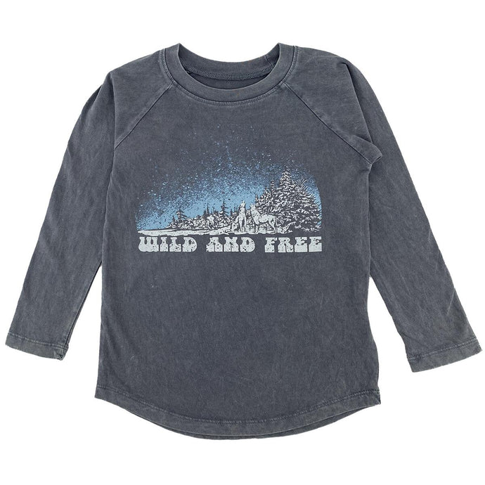Tiny Whales - Wild And Free Raglan Tee - Mineral Black