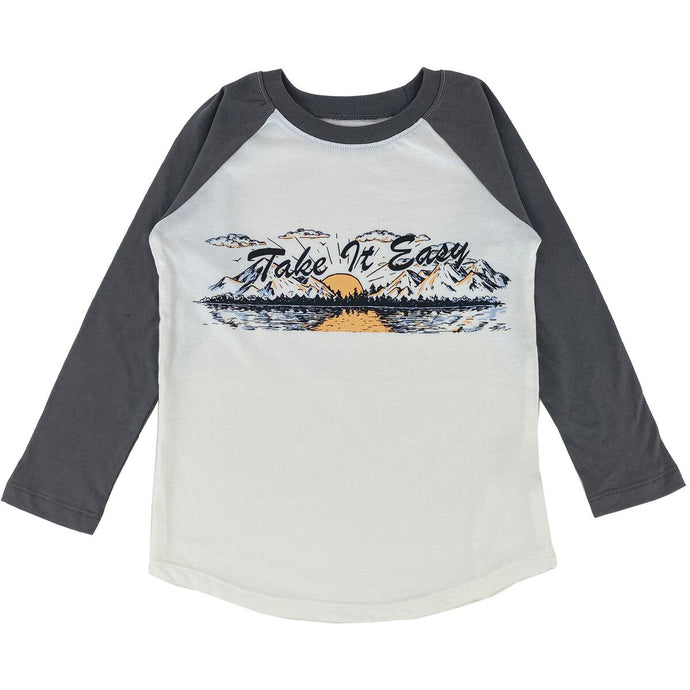 Tiny Whales - Take It Easy Raglan Tee - Natural / Faded Black