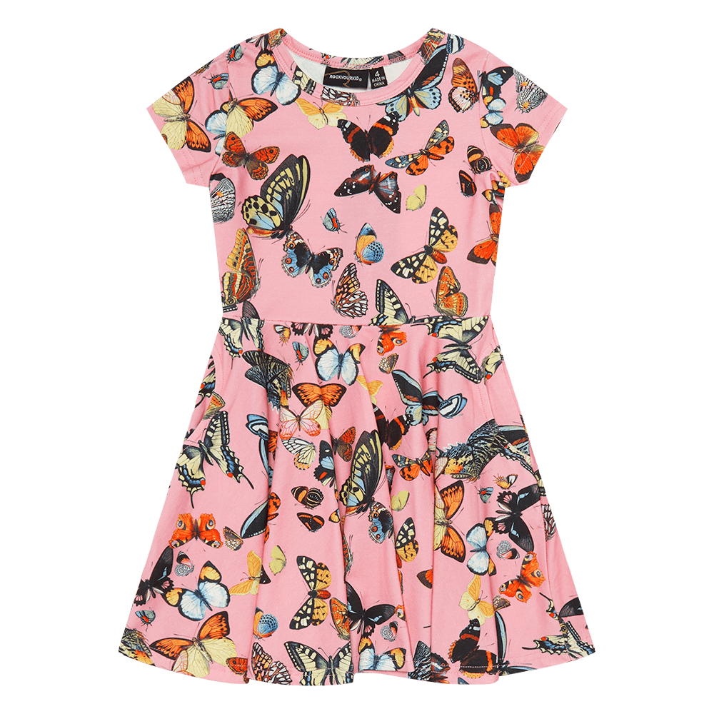 Rock Your Baby - Butterflies Waisted Dress - Multicolored