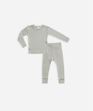 Load image into Gallery viewer, Rylee + Cru Ribbed Pajama Set/Spruce Stripe