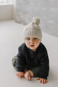 Cable Knit Hat - Oatmeal Marle