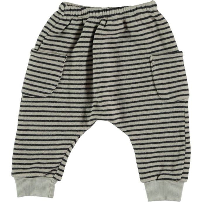 Bean's Barcelona - Organic Striped Warm Fleece Pants - Stone