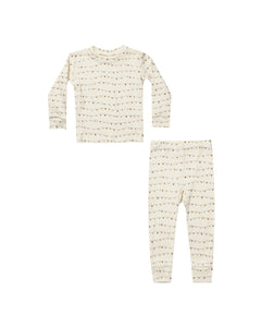 Rylee + Cru - Organic Long Sleeve Pajama Set - Lights - Ivory