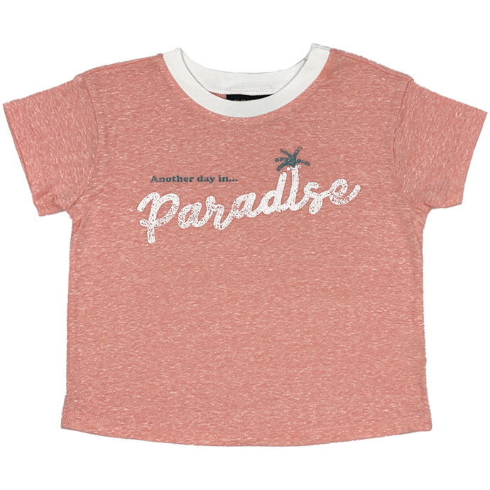 Tiny Whales - Another Day in Paradise Girls Boxy Tee - Tri Coral