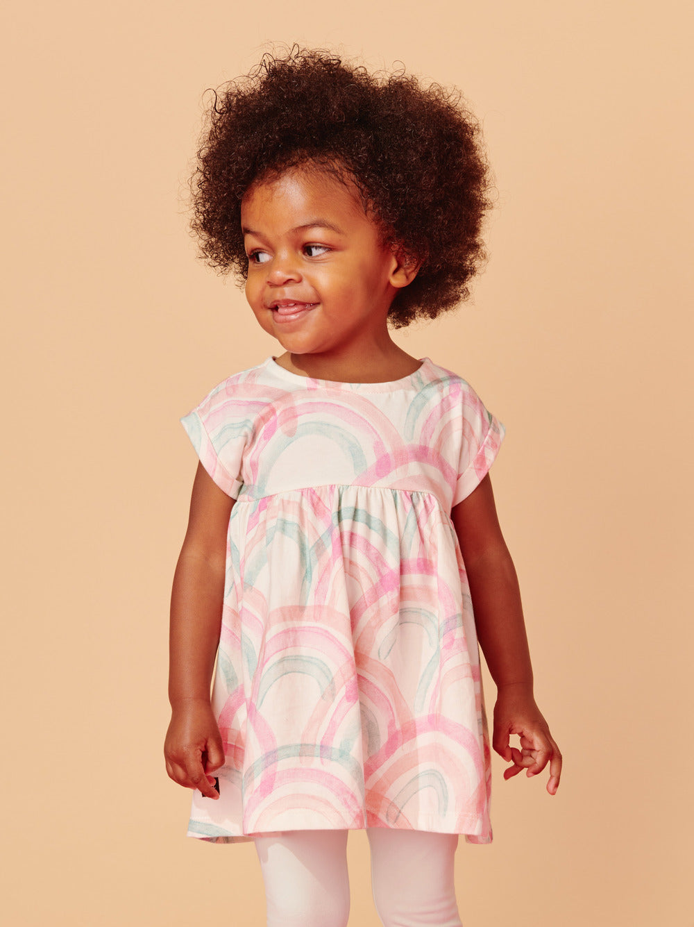 Tea Collection - Empire Baby Dress - Island Rainbow in Chalk