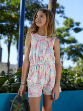 Load image into Gallery viewer, Tea Collection - Reversible Wrap Romper - Island Rainbow in Chalk