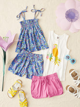 Load image into Gallery viewer, Tea Collection - Paperbag High-Waist Shorts - Island Fruit in Blue