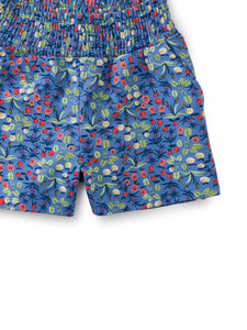 Tea Collection - Paperbag High-Waist Shorts - Island Fruit in Blue