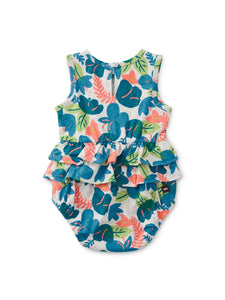 Tea Collection - Tiered Ruffle Baby Romper - Tropical Hibiscus