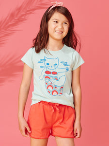 Tea Collection - Little Mercat Tee - Canal Blue