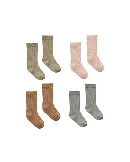 Quincy Mae - Organic Ribbed Baby Socks 4 Pack (Drop 2)