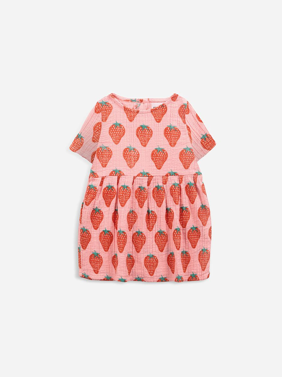 BOBO CHOSES - Strawberry All Over Woven Dress - Pink