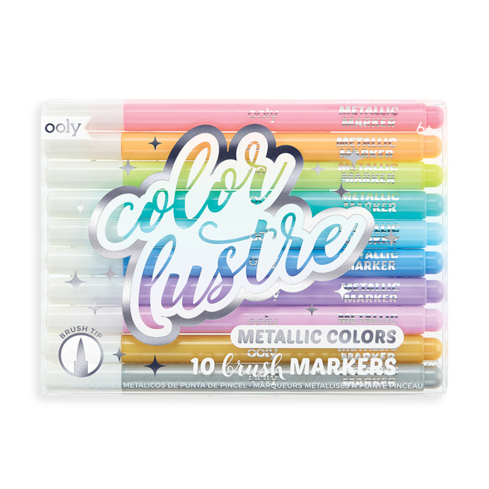 Color Lustre Metallic Brush Markers - Set of 10