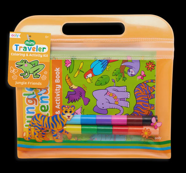 Ooly - Mini Traveler Coloring & Activity Kit - Jungle Friends