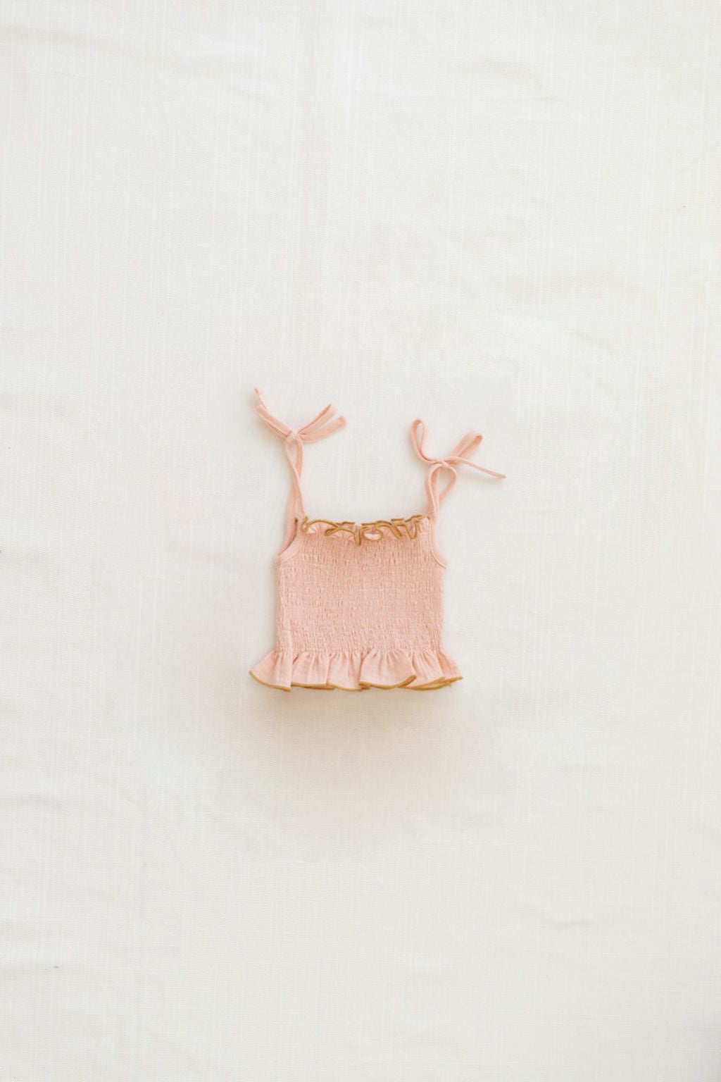 Fin & Vince - Organic Smocked Crop Blouse - Peach