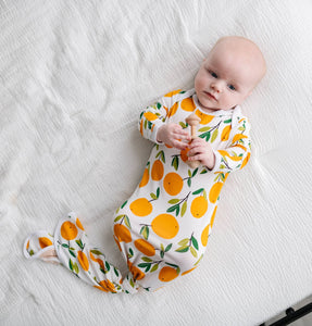 Little Sleepies - Clementines Bamboo Viscose Infant Knotted Gown
