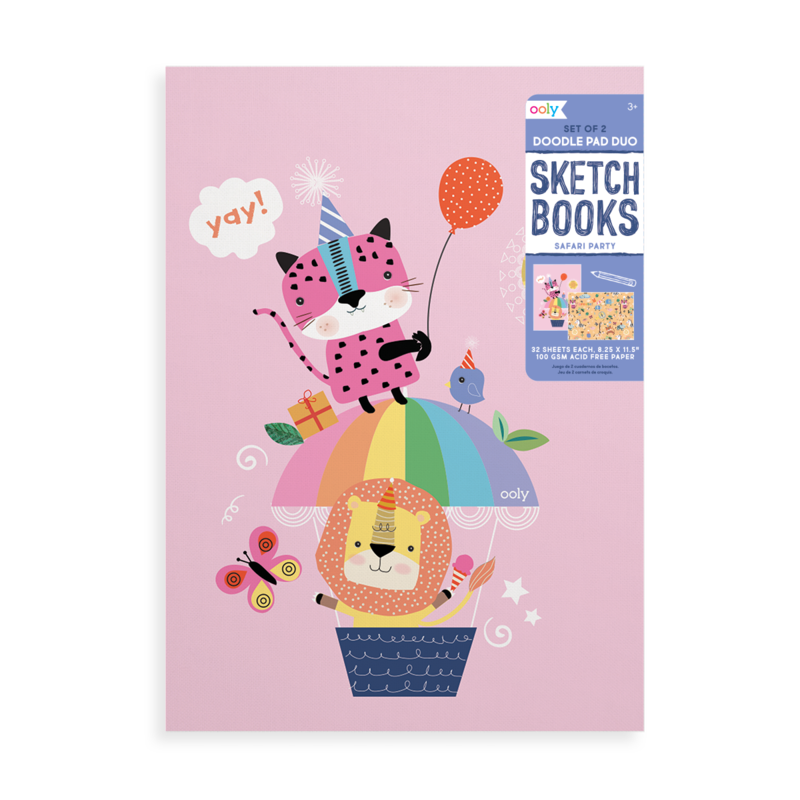 Ooly - Doodle Pad Duo Sketchbooks: Safari Party Set of 2