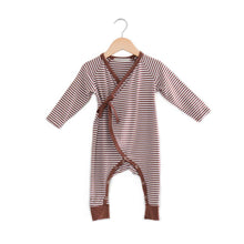Load image into Gallery viewer, Haven Kids Bamboo Kimono Romper - Redwood Stripes
