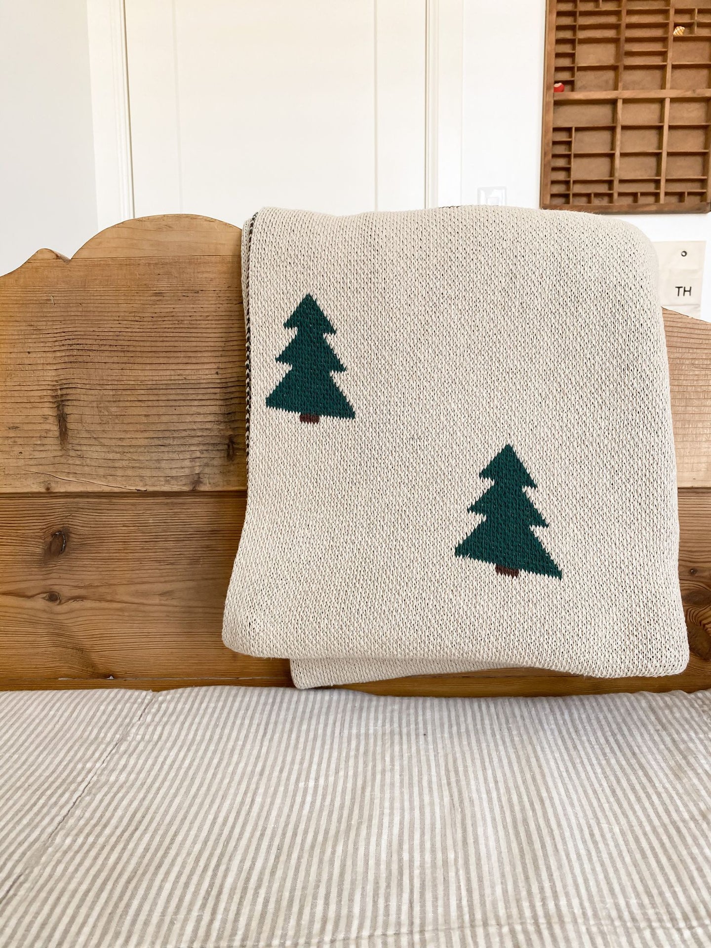 Knit Pine Tree Blanket - Throw 50 x 60in