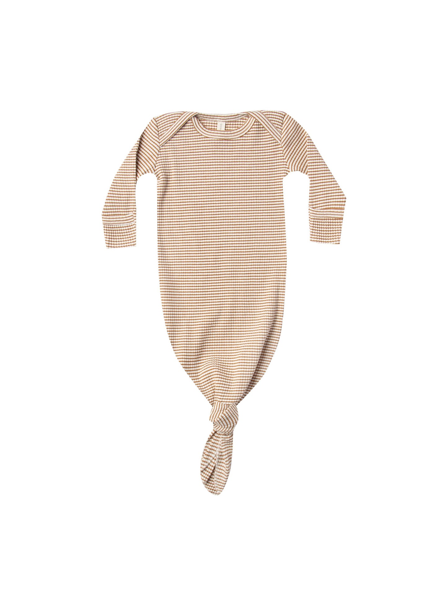 Quincy Mae - Organic Ribbed Knotted Baby Gown - Walnut Stripe
