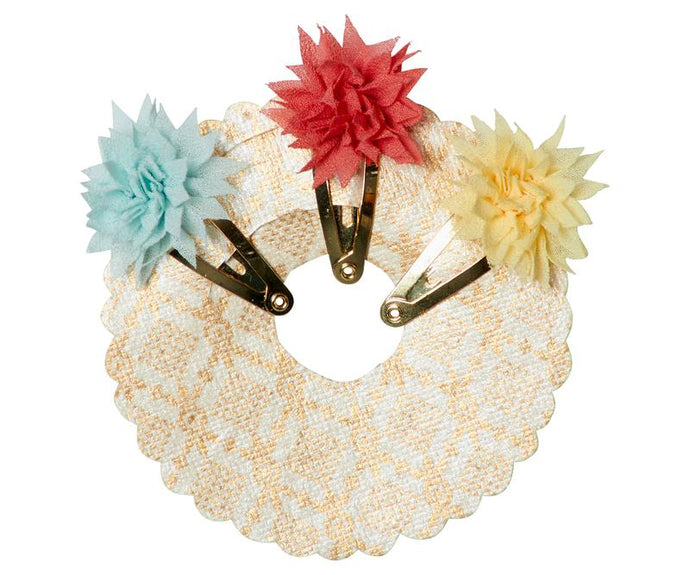 Maileg Mini Dahlia Flower Clips 3 Pc - Tricolor Summer