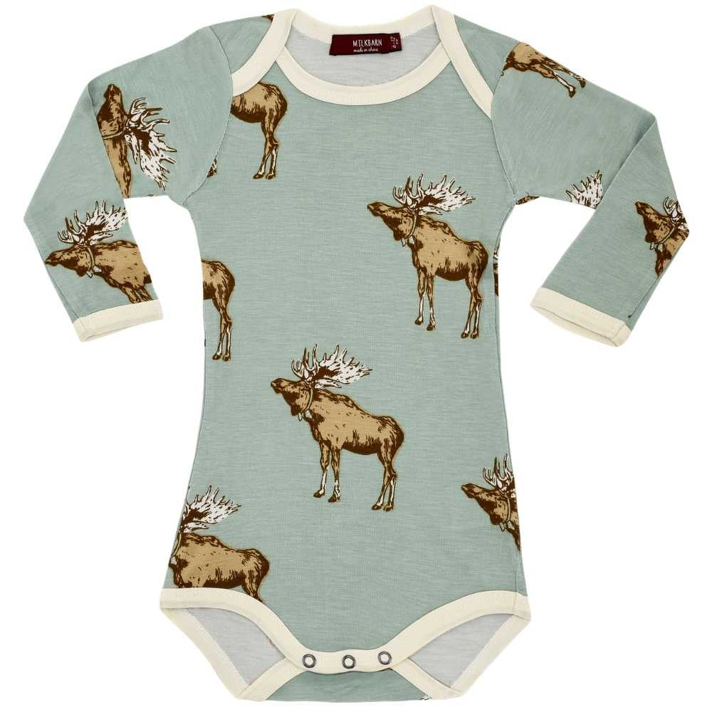 Milkbarn - Bamboo Long Sleeve Bodysuit - Blue Moose