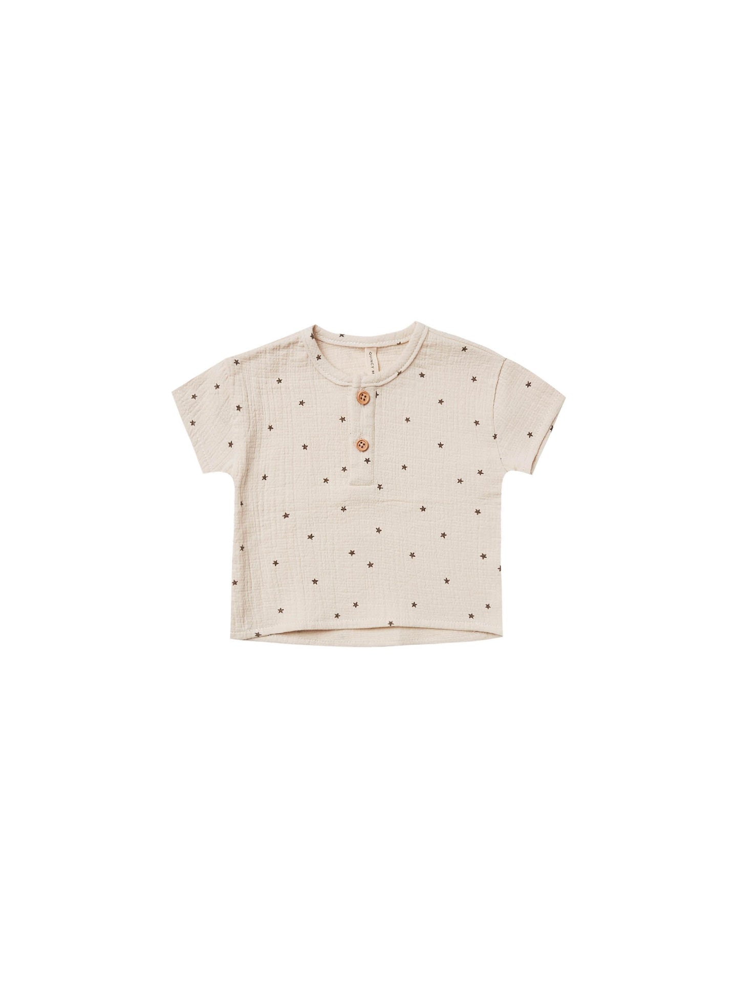 Quincy Mae - Woven Henry Top - Natural