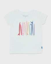 Load image into Gallery viewer, Feather 4 Arrow - Rainbow Surf Everyday Tee/White