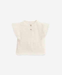 Play Up - Organic Cotton Lace Trim Tee - Dandelion